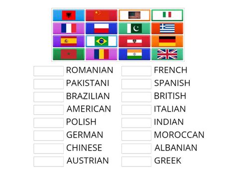 FLAGS AND NATIONALITIES - Match up