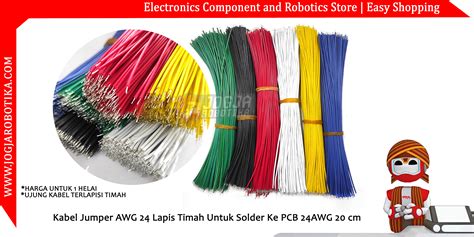 Kabel Jumper Awg 24 Lapis Timah Untuk Solder Ke Pcb 24awg 20 Cm Hitam