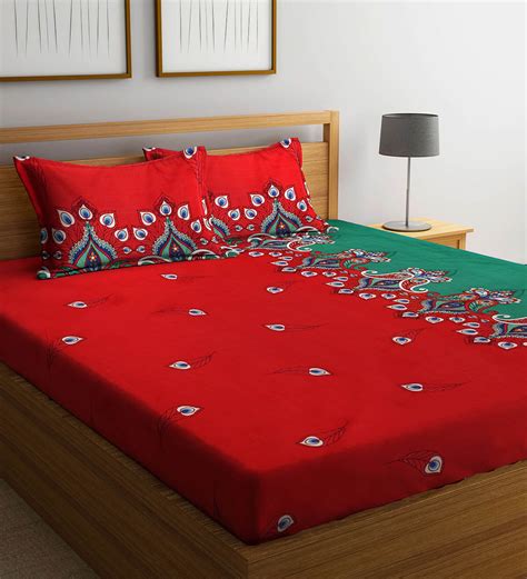 Buy Multicolor Traditional Tc Cotton Blend Queen Size Bedsheet With