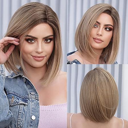 HAIRCUBE Seitenteil Braun Blonde Bob Perücken für Frauen mit Highlight