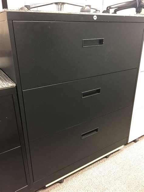 3 Drawer Lateral Filing Cabinet Steelcase 800 Series Black