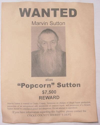 Marvin Popcorn Sutton Wanted Poster Moonshine Moonshiner Ebay