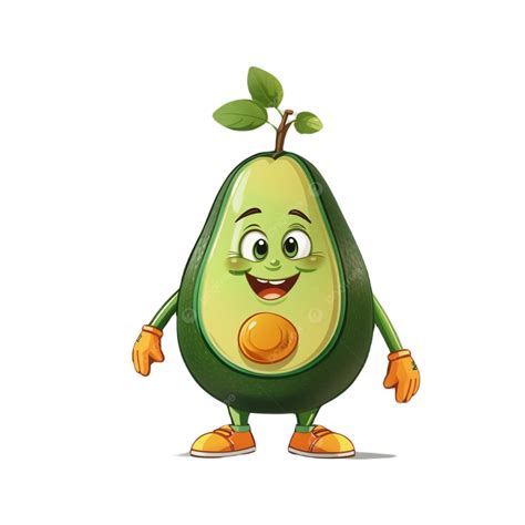 Cute Cartoon Avocado Character Vector Illustration Isolated On White