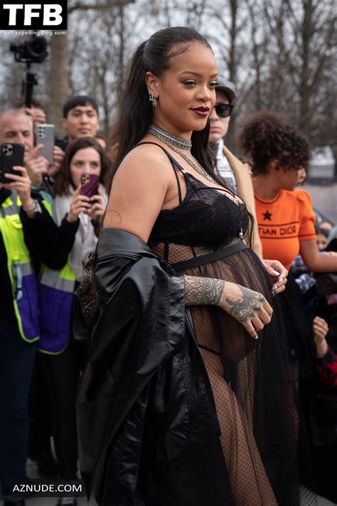 Rihanna Sexy Seen Flaunting Her Hot Tits At The Dior Fashion Show In Paris Aznude