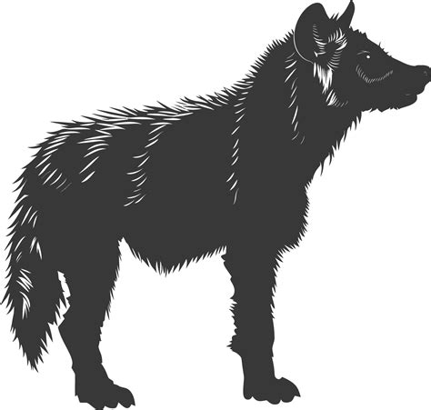 AI generated Silhouette hyena animal black color only full body