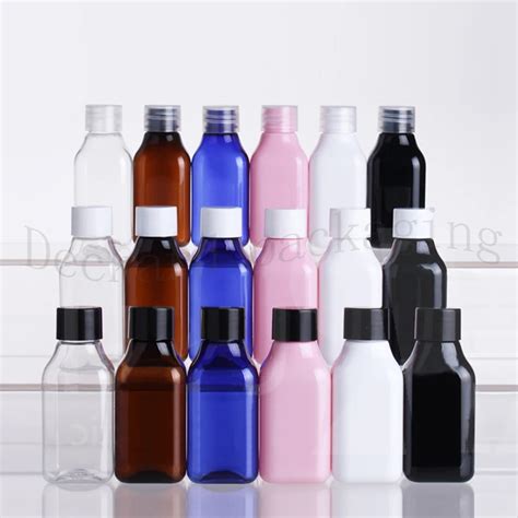 50pcs 50ml Empty Multicolor Square Cosmetic Bottles With Screw Cap 50cc