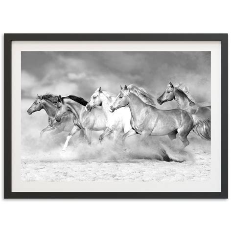 Fine Art Wild Horses Print Abstract Black and White Mustangs Animal ...