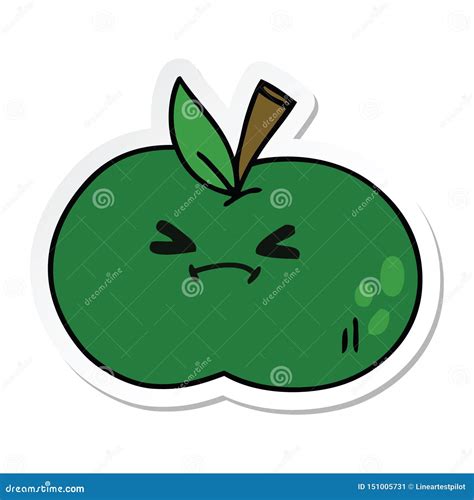 A Creative Sticker Of A Quirky Hand Drawn Cartoon Apple Stock Vector