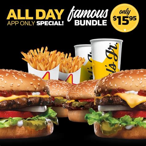 Deal Carls Jr App Famous Bundle With Burgers Small