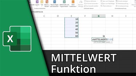 Excel Mittelwert Funktion MITTELWERT Tutorial YouTube