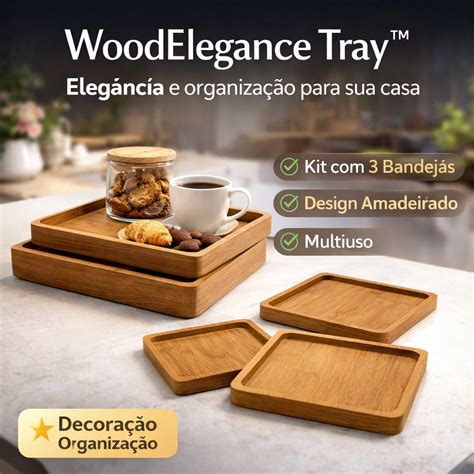 Bandejas Para Mesa Posta - Kit 3 Bandejas Madeira MDF WoodElegance™ Bandeja Decorativa Mesa Posta ...