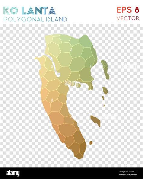 Ko Lanta polygonal map, mosaic style island. Vibrant low poly style ...