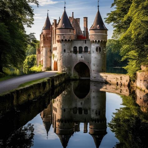 Premium AI Image | Castle moat and bridge