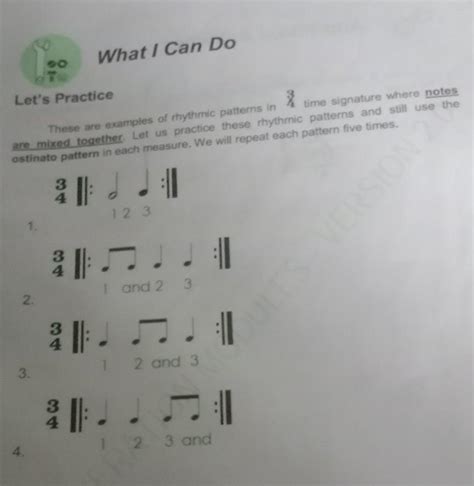 These Are Examples Of Rhythmic Patterns In 34 Time Signature Where