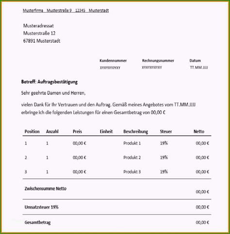 Unvergesslich Auftragsbest Tigung Vorlage Kostenlos Anzahlungsrechnung