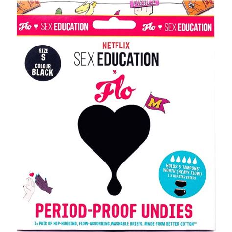 FLO X Netflix Sex Education Period Proof Underwear Hipster Briefs Black Compare Prices Where