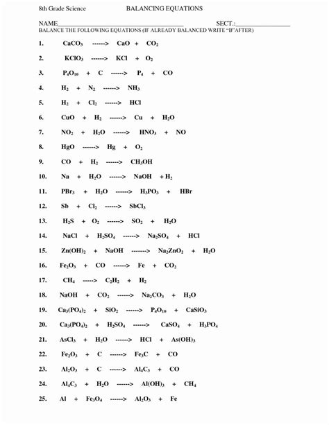 Balancing Chemical Equations Worksheet Pdf — Db