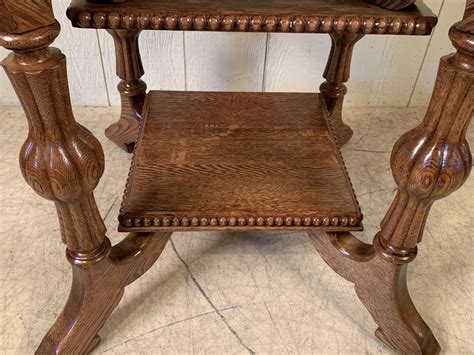 Large Square Three Tier Oak Lamp Table Doug Schmitt Antiques