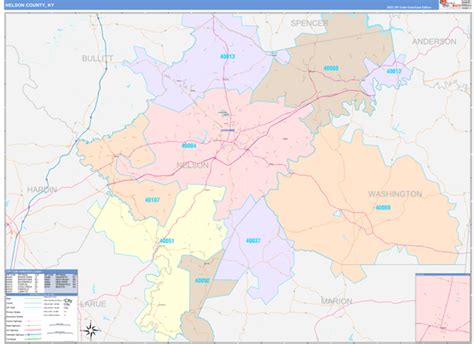 Nelson County, KY Wall Map Color Cast Style by MarketMAPS - MapSales