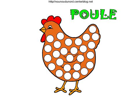 Poules Pour Gommettes Colorier Et En Couleur