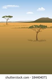 Savanna Landscape Background Stock Vector (Royalty Free) 184404071 ...