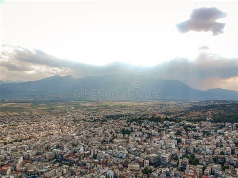 Aerial Urban View Of Lamia City Phthiotis Greece Europe Stock Image