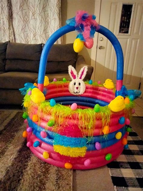 Giant Easter Basket Made From Pool Noodles In 2023 Easter Wreath Diy