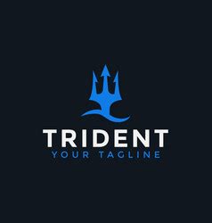 Neptune Trident Logo And Sea Wave Royalty Free Vector Image