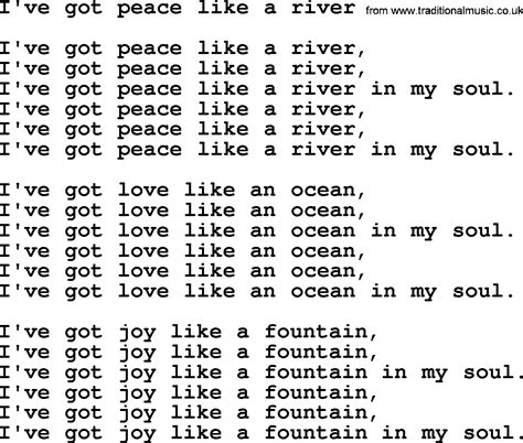 Presbyterian Hymn: I've Got Peace Like A River - lyrics, and PDF