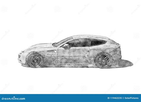 Sports Car Side View Sketch