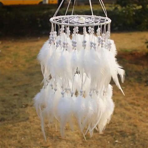 White Feather Wind Chimes Indian Artistic Dream Catcher Net Indian Wind