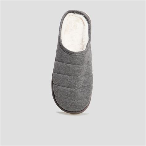 Chaussons Mules Matelass S Fourr S Gris Homme La Halle