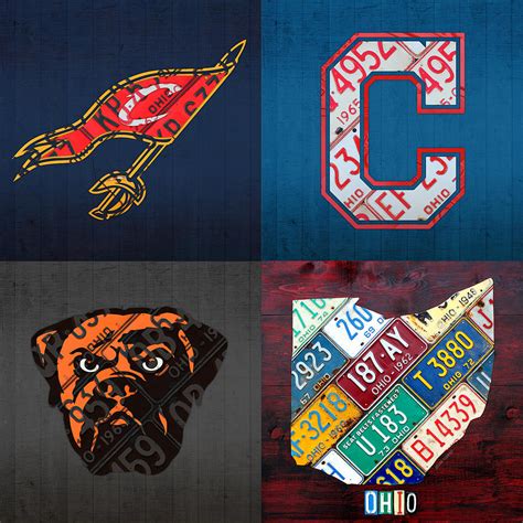 Cleveland Sports Fan Recycled Vintage Ohio License Plate Art Cavaliers