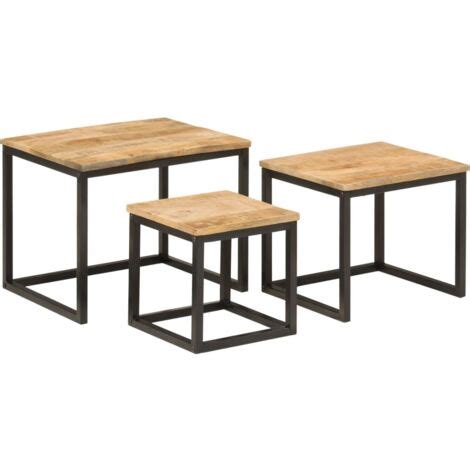 Tables Basses Gigognes Pcs Bois Massif De Manguier Et Fer