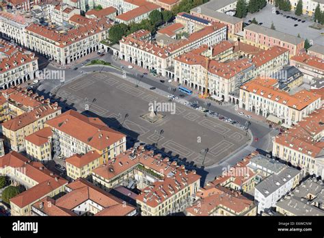 SQUARE OF CUNEO (aerial view). Cuneo, PIedmont, Italy Stock Photo ...