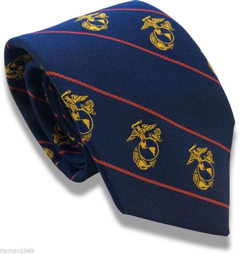 Us Marine Corps Regimental Tie Navy Blue With Red Stripes And Gold