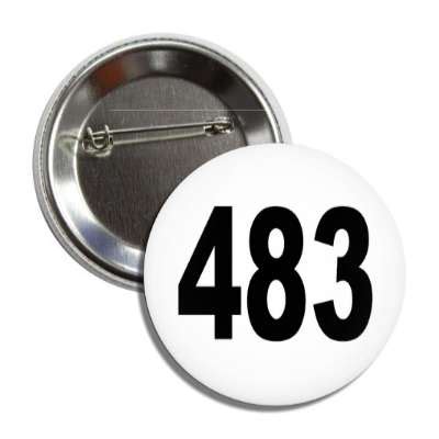 Number 483 White Black Button | Wacky Buttons