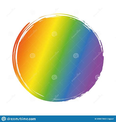 Rainbow Colored Vector Round Brush Painted Banner Frame On White