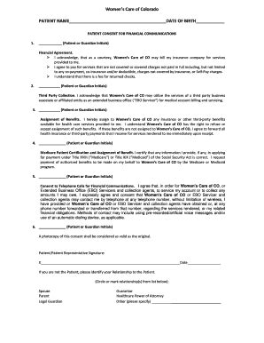 Fillable Online Patient Consent For Financial Communications Patient