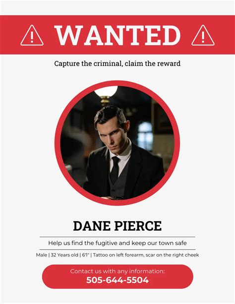 Red And Grey Wanted Poster Venngage