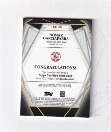 2022 NOMAR GARCIAPARRA TOPPS TIER ONE GU JERSEY RELIC 109 199 BOSTON