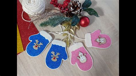 Ozdoba z pianki brokatowej rękawiczki Easy Christmas Tree Ornaments