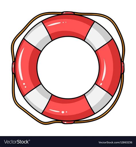 Lifebuoy Icon In Cartoon Style Isolated On White Vector Image