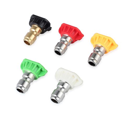 5 Pack High Pressure Washer Spray Nozzle Tips Variety Degrees 1 4