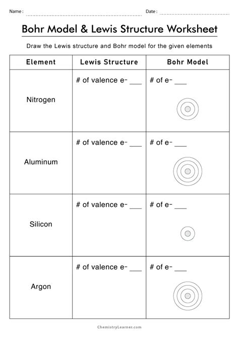 Free Printable Lewis Dot Structure And Bohr Model Worksheets Worksheets Library