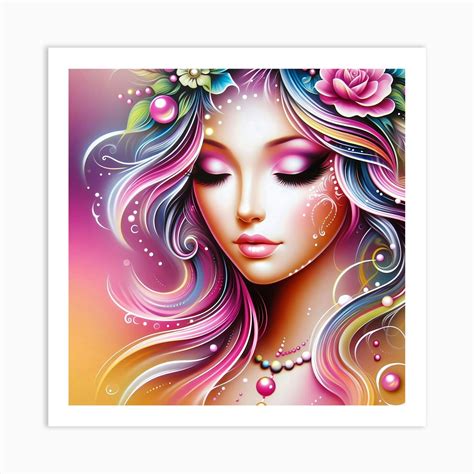 Pretty Girl With Flowers Art Print By Vitalka Fy