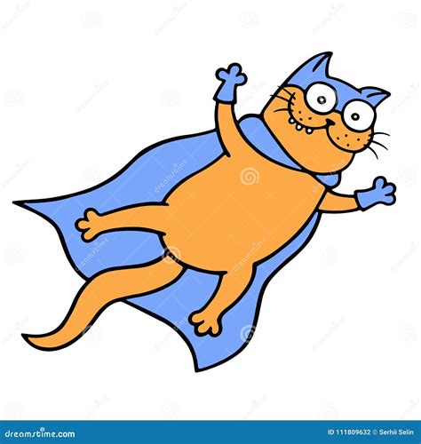 Sky Cartoon Cat Superhero Vector Illustration Stock Vector