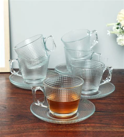 Buy Glass 195ml Transparent Glass (Set of 12) Tea Cup & Saucer Set at 25% OFF by Pasabahce ...