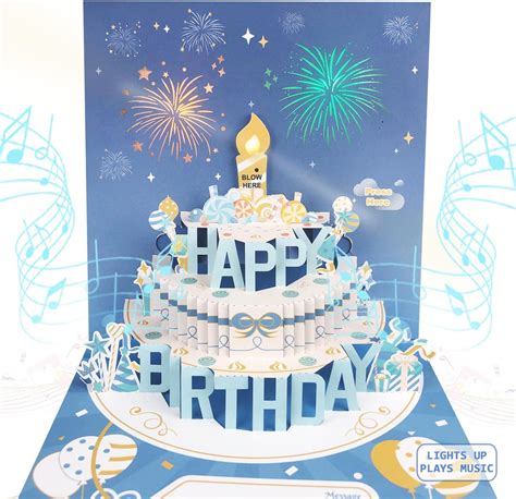 Dtesl Musical Birthday Cards With Light And Music Blowable D