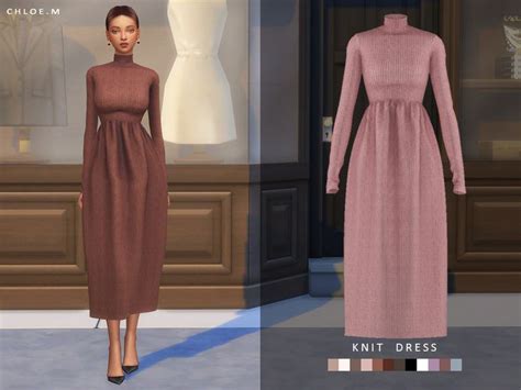 ChloeMMM S ChloeM Knit Dress Knit Dress Sims 4 Dresses Sims 4 Mods